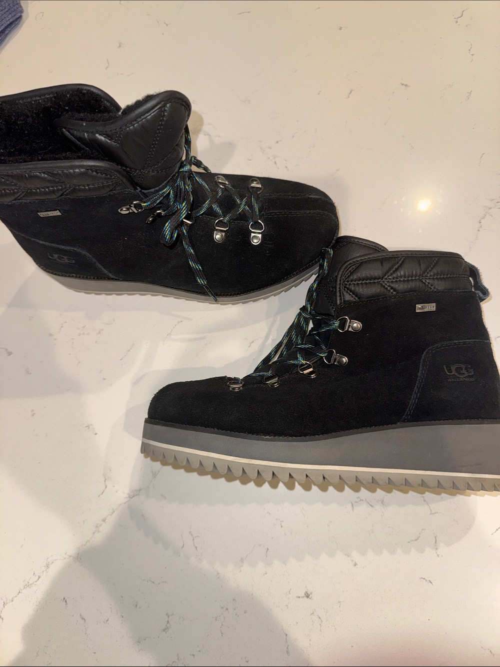 UGG Black Suede Lace-Up Hiker Winter Boots